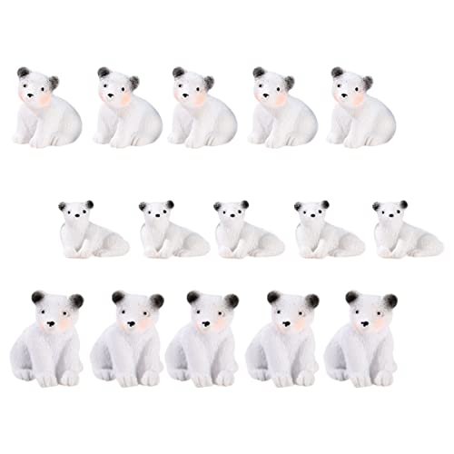 minkissy 15Stücke Miniatur Weißbären Figuren Realistische Harz Dekorationen für Mikrolandschaften Garten und Büro Große Mittlere Kleine von minkissy