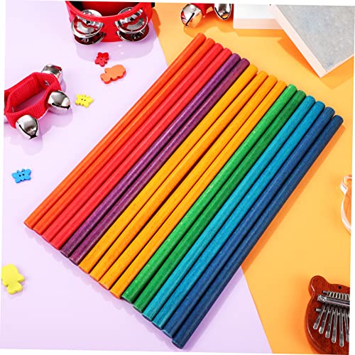 minkissy 16 Stück Teiliges Buntes Holz Rhythmusset Percussion Instrumente für Farbenfrohe Langlebige Klangstäbe Rhythmusgefühl und Musikalischer Entwicklung von minkissy