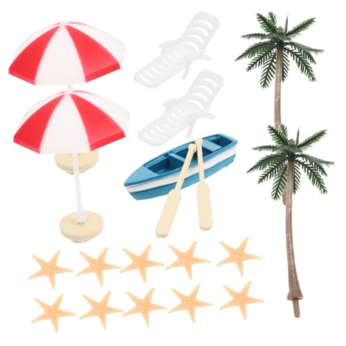 minkissy 17Stücke Teiliges Mini Strand Dekorationsset mit Liegestühlen Regenschirmen und Maritimen Accessoires für Puppenhäuser und Gartenlandschaften für Kreative DIY Projekte von minkissy