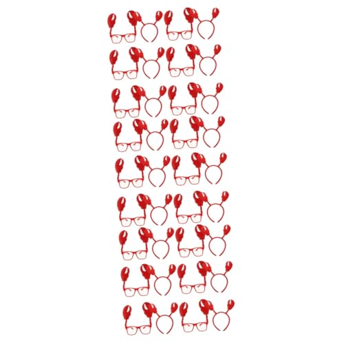 minkissy 18 Sätze Krabbenaugenlinsenrefer Stirnband Krabben-Party-Dekorationen Sonnenbrille Krabbengläser Bands Krabben-Party-Ornamente Krabben-Cosplay-Kostüm Plastik rot von minkissy