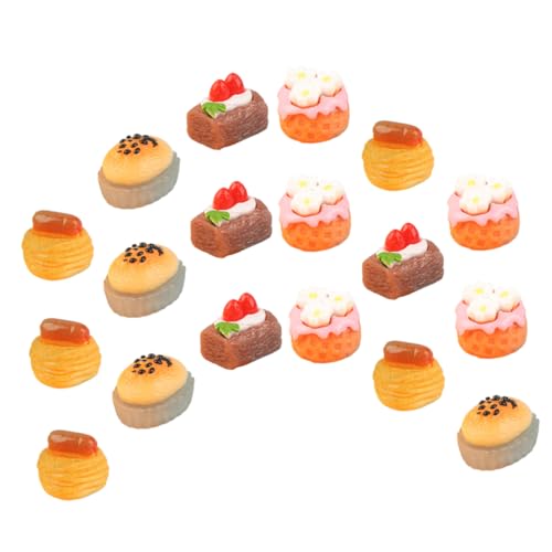 minkissy 18 Stück Teiliges Mini Kuchen Modell aus Resin Realistische Miniatur Obst Dekorationen für Puppenhaus Vielseitige Micro Landschaft Dessertrandszene Leichte und Bruchsichere von minkissy