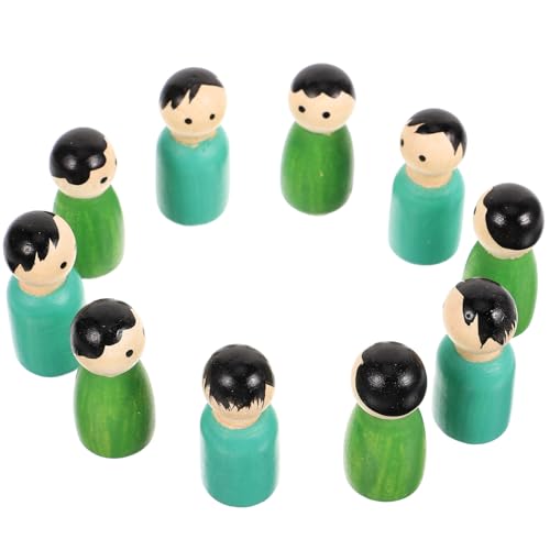 minkissy 1Satz DIY Holzpflock Puppen Unbemalte Peg Puppen für Kreative Bastelarbeiten Teiliges Jungen Grasgrün Mädchen Dunkelgrün für Montessori und Puppenhaus von minkissy