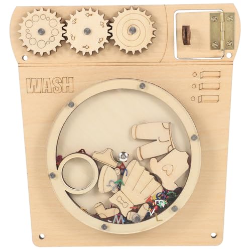 minkissy 1Satz DIY Montessori Waschmaschine für Lernspielzeug für Frühe Bildung Kreatives Busy Board Zubehör Sicheres Holzmaterial für Jungen und Mädchen von minkissy