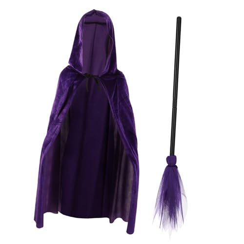 minkissy 1Satz Hexenbesen mit Umhang Halloween Kostüm Zubehör für Cosplay Karneval Maskerade Hexenzubehör für Erwachsene minkissy 1Satz Hexenbesen mit Umhang Halloween Kostüm Zubehör für Cosplay Karneval Maskerade Hexenzubehör für Erwachsene von minkissy