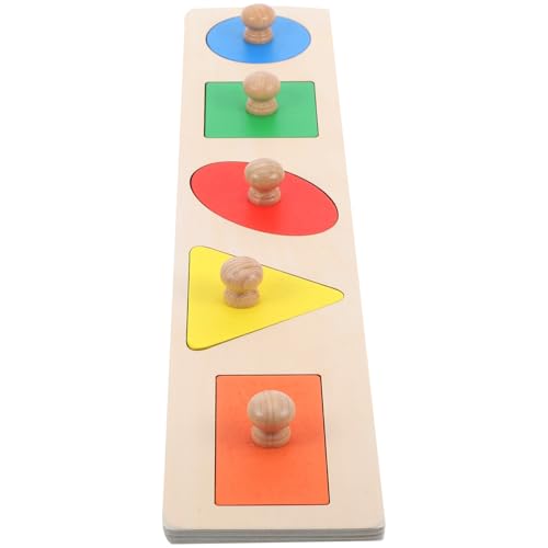 minkissy 1Satz Holzspielzeug Geometrisches Knopf Puzzle für Kleinkinder Lernspielzeug Farben und Formen Montessori für Vorschule und Frühe Bildung von minkissy
