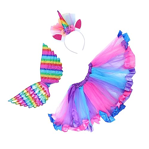 minkissy 1Satz Kostüm Mit Tüllrock Unicorn Haarreif Karneval Fasching Kinderpartys Cosplay Zubehör Für Kleine Einhörner von minkissy