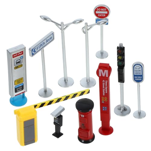 minkissy 1Satz Miniatur Verkehrszeichen für Teiliges Realistische Straßenmodelle für Unterricht und Spiel Farbenfrohe Gestaltung Sicher und Langlebig von minkissy