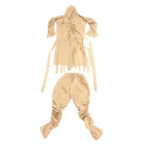 minkissy 1Satz Mummenkostüm Für Erwachsene Gruseliges Halloween Kostüm Beige Mit Elastischen Bändern Oberteil Hose Für Schaurige Feiern Verkleidungen von minkissy