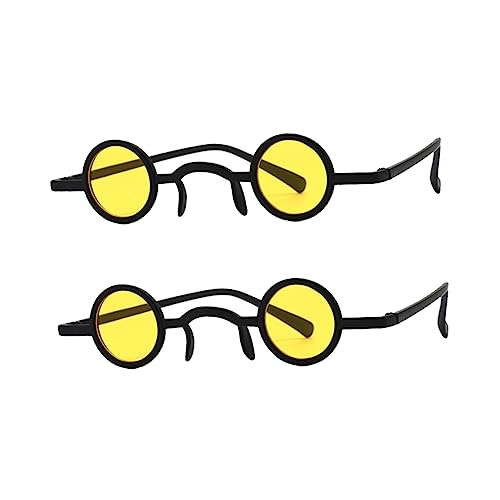 minkissy 2 Paar Vintage Sonnenbrillen Retro Partybrillen Cosplay Brillen Sonnenbrillen Rund Für Herren Party Lustige Sonnenbrillen Vintage Kleine Rave Brillen Trendige Brillen von minkissy