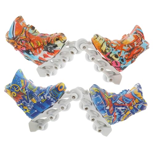 minkissy 2 Paare Finger Roller Skate Faltbare Mini Schlittschuhe für Lernspielzeug für Tischspielzeug Flexibles Fingertraining Designs Zufällig von minkissy
