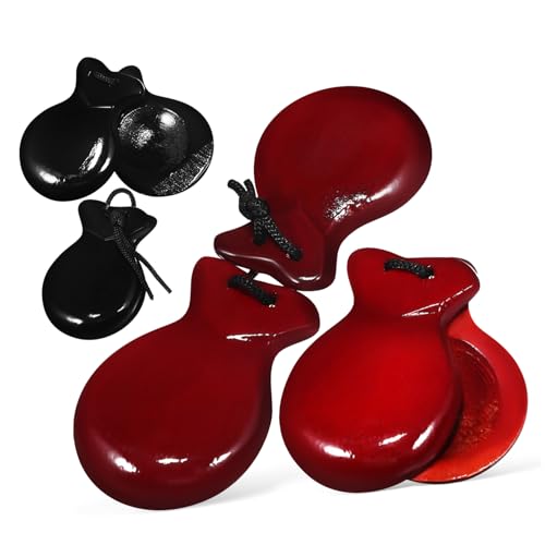 minkissy 2 Paare Handgefertigte Holz Castanets Spanische Percussion Instrumente für Erwachsene Langlebig Authentischer Traditionelles Design für Anfänger und Fortgeschrittene von minkissy