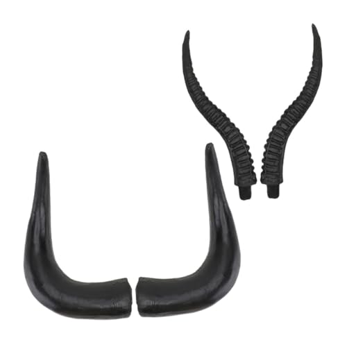 minkissy 2 Paare Künstliche Ochsen und Antilopenhörner DIY Haarschmuck Kunststoff Hörner Stirnband Halloween Kostüm Zubehör Stabil und Vielseitig für Party Dekoration von minkissy