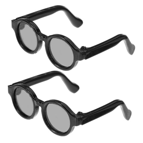 minkissy 2 Paare Mini Puppenbrillen Schwarz Puppenzubehör DIY Modische Eyewear Accessoires für Puppenkostüme Geschenk für Bastelprojekte von minkissy