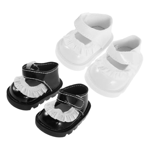 minkissy 2 Paare Mini Puppenschuhe mit Spitzenverzierung Kleiderschuhe für Puppen Ersatzschuhe für Babypuppen Niedliche Accessoires zum Verkleiden und Puppenhaus Dekoration von minkissy