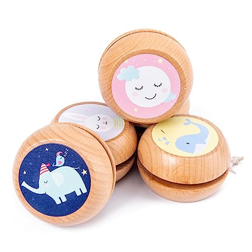 minkissy 2 STÜCK Holz Yo Yo Bunte Tier Motive Dinosaurier Delfin Pädagogisches für Fördert Hand Augen Koordination und Geschicklichkeit von minkissy