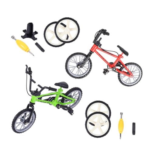 minkissy 2 Sätze Finger Bike Tisch Competition für Finger Fahrrad Freizeit Geschicklichkeitsspiel Fördert Kreativität und Fingerbeweglichkeit Dekoratives Desktop von minkissy
