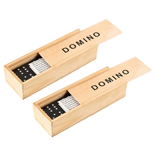 minkissy 2 Sätze Holz Domino Set Pack mit Tragbarer Holzbox Stapelbares Bauklötze zur Kreativität und Intelligenz Sicheres Holzspielzeug für Gesellschaftsspiel von minkissy