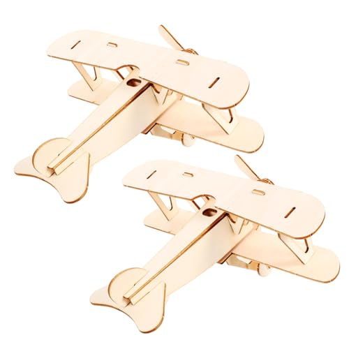 minkissy 2 Sätze Holz Flugzeug Puzzle Modell DIY Bausatz Lernspielzeug für Naturbelassene Holzteile Realistische Details Sicher und Langlebig Dekoration für Zuhause und Büro von minkissy
