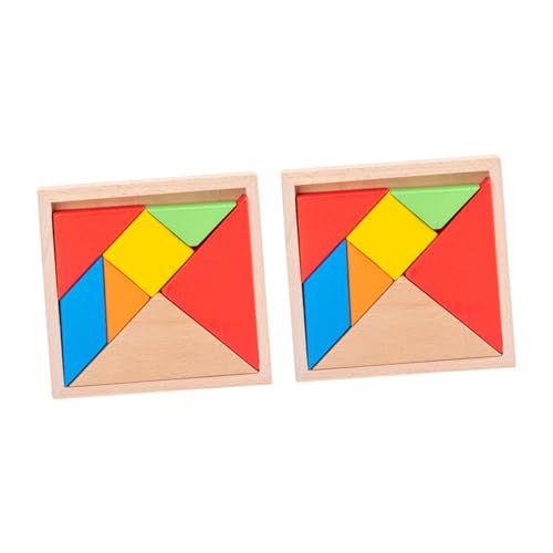 minkissy 2 Sätze Holzspielzeug Tangram Puzzle Bunte Lernspiele aus Buchenholz Pädagogisch für Kleinkinder von Formen Farben Geduld und Feinmotorik von minkissy