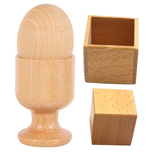 minkissy 2 Sätze Holzspielzeug für Teiliges mit Eiern und Eierbechern Sowie Quadratischen Bausteinen Fördert die Hand Auge Koordination und Kreative Spielweise von minkissy