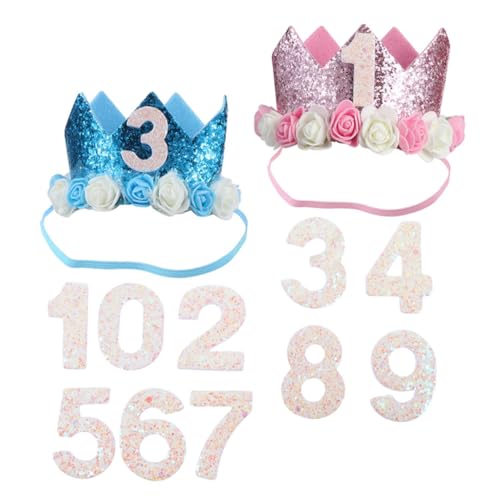 minkissy 2 Sätze Kindergeburtstagskrone Zahlen Design DIY Geburtstagsmützen aus Strapazierfähigem Oxfordstoff Sichere und Bequeme Partyhüte für Junge Mädchen und Kleinkinder für von minkissy