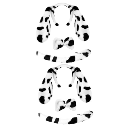 minkissy 2 Sätze Kopfbedeckung Mit Hundeohren Dalmatiner-hund-cosplay-kostüm-set Welpen-kostümzubehör Dalmatinerkostüm Für Kinder Hundekostüme-set Niedlich Kleidungsset Plüsch Fräulein von minkissy