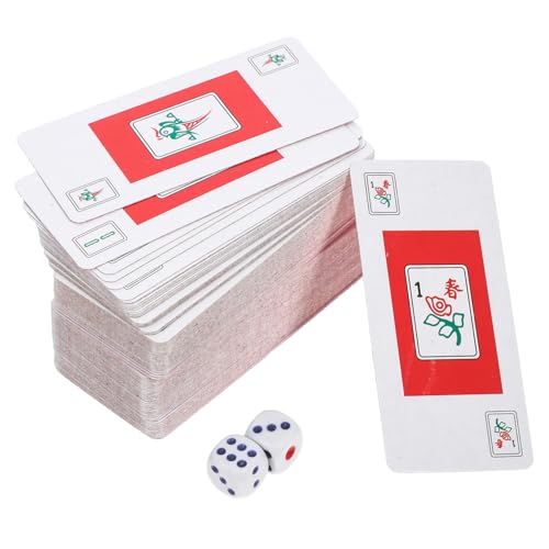 minkissy 2 Sätze Mahjong Kartenset Reise Spielkarten Chinesisches Mahjong Kartenspiel Leicht Langlebig für Party Camping Outdoor Spaß von minkissy