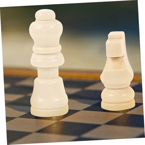 minkissy 2 Sätze Mini Holz Schachfiguren Zweifarbig Schach Ersatzteile für Brettspiel Schachspiel Zubehör Kreatives Design und Glatte Oberfläche von minkissy