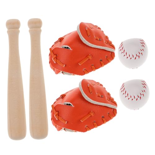 minkissy 2 Sätze Miniatur Baseball Set Teilig Detailgetreue Mini Basebälle und Handschuhe Kreative Sportspielzeug Deko für Puppenhaus Leicht Tragbar Bastel und Rollenspielzubehör von minkissy