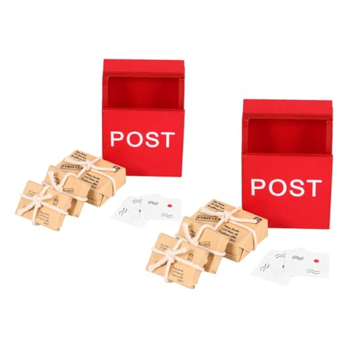 minkissy 2 Sätze Miniatur Puppenhaus Briefkasten Teilig mit Postkarte und Postbeutel Holzspielzeug Zubehör für Pädagogisch Fördert Kreativität und Rollenspiel von minkissy