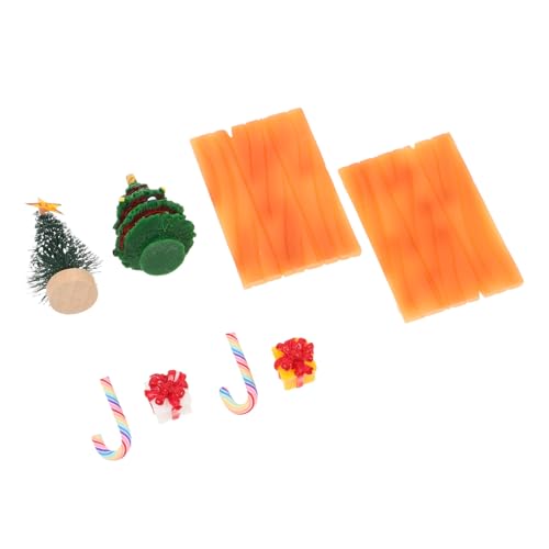 minkissy 2 Sätze Miniatur Weihnachtsdeko mit Candy Cane Geschenkbox Weihnachtsbaum und Miniaturbank für DIY Weihnachts Diorama Kreative Bastelideen für Festliche Puppenhaus Szenerien von minkissy