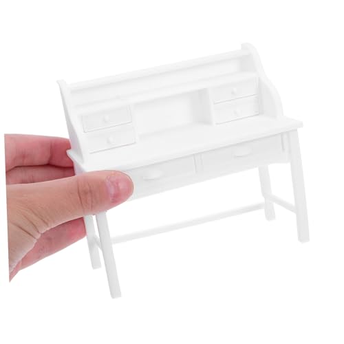 minkissy 2 Sätze Puppenhaus Möbel Schreibtisch und Stuhl mit Öffnenden Schubladen Miniatur Weiß Fördert Kreativität Motorik und Soziale Fähigkeiten bei Kindern von minkissy