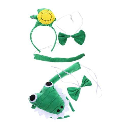minkissy 2 Sätze Tierkostüm Set Krokodil und Schildkröte Karneval Kostüm Zubehör Komplett mit Stirnband Fliege für Halloween Fasching Cosplay Party von minkissy