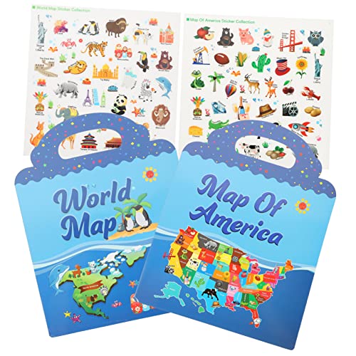 minkissy 2 Sätze Wiederverwendbares Stickerbuch mit Welt und Usa Karte Pädagogisches DIY Stickerbuch für Kleinkinder Kreativität Vorstellungskraft und Feinmotorik Wiederablösbare Aufkleber minkissy 2 Sätze Wiederverwendbares Stickerbuch mit Welt und Usa Karte Pädagogisches DIY Stickerbuch für Kleinkinder Kreativität Vorstellungskraft und Feinmotorik Wiederablösbare Aufkleber von minkissy