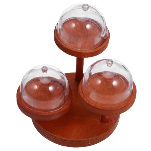 minkissy 2 Satz Puppenhaus Miniatur Kuchenständer Holztablett mit Kunststoffhaube Kleines Cupcake Dessertdisplay Dekoratives Puppenhaus Lebensmittelständer Fantasievolles von minkissy
