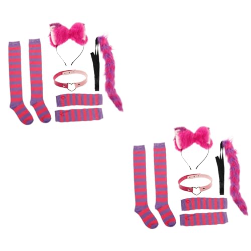 minkissy 2 Sets Katzenohren Stirnband Kleid Weiches Kostüm Tag Festival Choker Performance Choker Dekoratives Halsband Cosplay Versorgung Katzenohren Haarband Halsband Requisite von minkissy