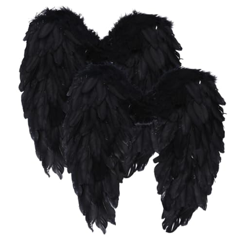 minkissy 2 Stck. Große Schwarze Engelsflügel Teilig Cosplay Flügel Federflügel für Damen und Kostüm Party Bühnenperformance Dekoration minkissy 2 Stck. Große Schwarze Engelsflügel Teilig Cosplay Flügel Federflügel für Damen und Kostüm Party Bühnenperformance Dekoration von minkissy