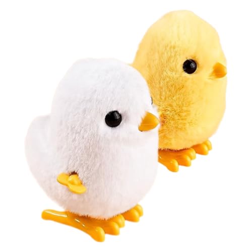 minkissy 2 Stück Aufziehspielzeug Tierchen Springendes Küken Huhn Plüsch für Ostern Geburtstage und Besondere Anlässe Fördert Bewegung und Koordination von minkissy