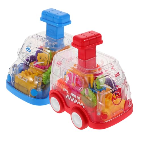 minkissy 2 Stück Auto Transparentes Press to Go Friktionsantrieb Motorfreies Fahrzeug Leichtes Junge Mädchen Auto Montessori Lernspielzeug Blau Rot von minkissy