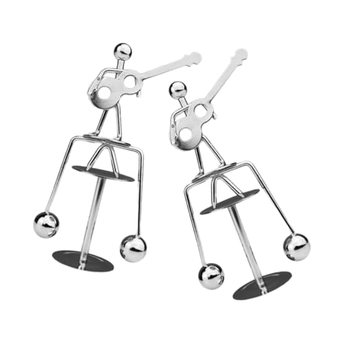 minkissy 2 Stück Balance Gitarre Mann Statue Kreatives Desktop Ornament Metallkunst Physik Gleichgewichtsspielzeug Geschenkidee für Büro und Dekoration von minkissy