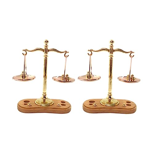 minkissy 2 Stück Balance Teilig Miniatur Küchenzubehör für Puppenhaus Pädagogisches Abwägen und Zählen Stabiles Material Kindgerecht Retro Design für Jungen und Mädchen von minkissy