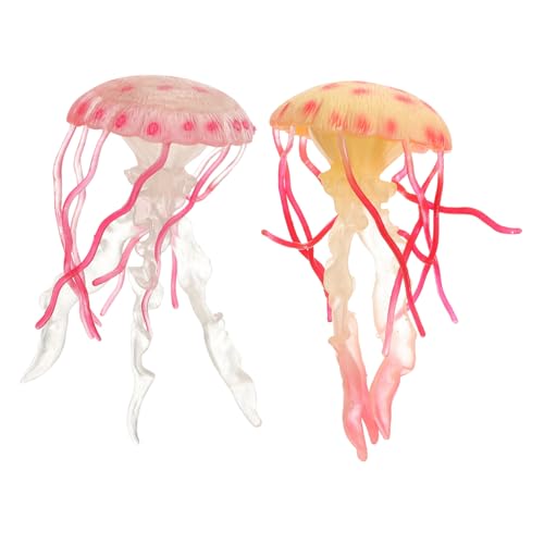 minkissy 2 Stück Dekorative Quallen Modelle Lustige Meerestiere für Kinderzimmer Aquarium Deko Lernspielzeug Gelbe Pinke Quallenfiguren als Raumaccessoires von minkissy