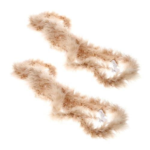 minkissy 2 Stück Dekorative für Federstreifen Feder Handwerk Boas für Party zarte Federboa für Kleidung bunt Federboa für Festliche Pflaumenboas Truthahnfedern Light Brown von minkissy