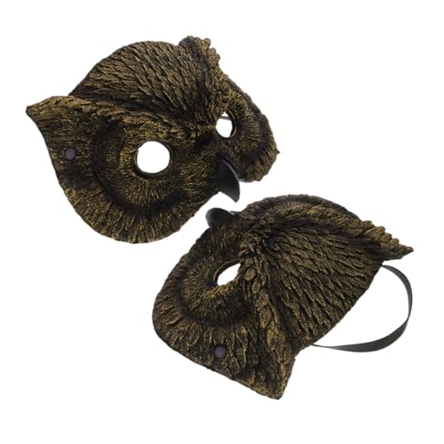 minkissy 2 Stück Eulenmaske Tier-maskerade-maske Halloween-halbmaske Maskerade Maske Männer Eulenkostüm Für Erwachsene Halloween-masken Für Frauen Tiermasken Maskerademaske Golden Pu-schaum von minkissy