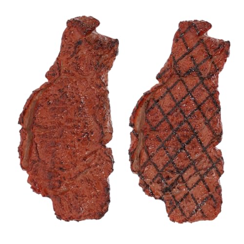 minkissy 2 Stück Fake Steak Modell Lebensnahe Steak für Rollenspiel Lebensmittel für Küche und Fotografie Hochwertige Nachbildung für Kreative Spielwelten von minkissy