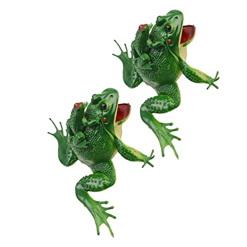 minkissy 2 Stück Frosch Modell Realistische Mutter Junge Mädchen Frösche als Garten Deko Miniatur Frosch Figuren für Teich und Landschaft für Freunde von minkissy