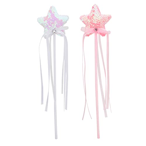 minkissy 2 Stück Glitzernde Feenstäbe für Magische Party Requisiten mit Banddesign für Auftritte und Feiern Geeignet für Mädchen und Fotografie von minkissy
