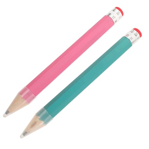 minkissy 2 Stück Große Holzbleistifte Bunte Jumbo Bleistifte mit Kappe Requisiten für Schule Halloween und Weihnachten Vielseitig Einsetzbar für Erwachsene von minkissy