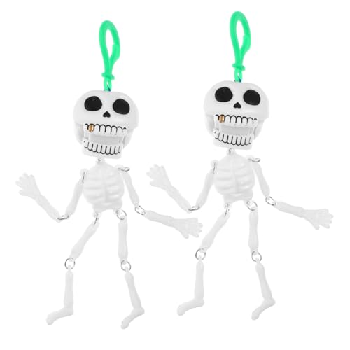 minkissy 2 Stück Halloween Skelett mit Zugfaden Flexible Gelenke Leichte Gruselige Deko für Jungen Mädchen Tragbare Halloween Party Accessoires Lustige Scherzartikel von minkissy