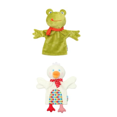 minkissy 2 Stück Handpuppe Cartoon Tiere Frosch Ente Kuscheltier Interaktives für Eltern Junge Mädchen Spiel Kreativität und Beziehung von minkissy